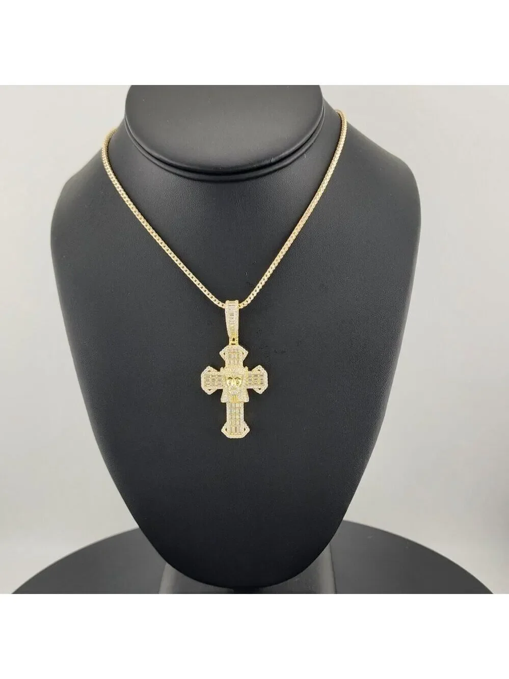 Sterling Silver 925 Cross Necklace with Jesus Face Religious Pendant
